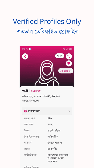 শতভাগ ভেরিফাইড প্রোফাইল